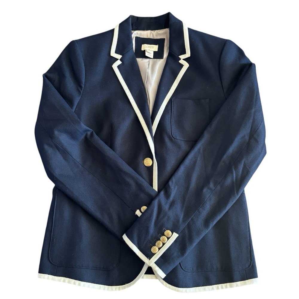 Navy Blue Blazer with White Trim